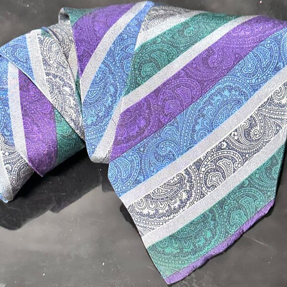 Missoni Striped Tie Silk Designer Neckwear Academia Couture Necktie Paisley - Picture 1 of 6